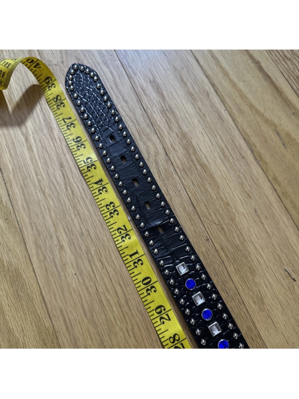 NOCONA RHINESTONE BELT BLUE BLACK SILVER MEDIUM - Picture 5 of 12